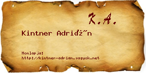 Kintner Adrián névjegykártya